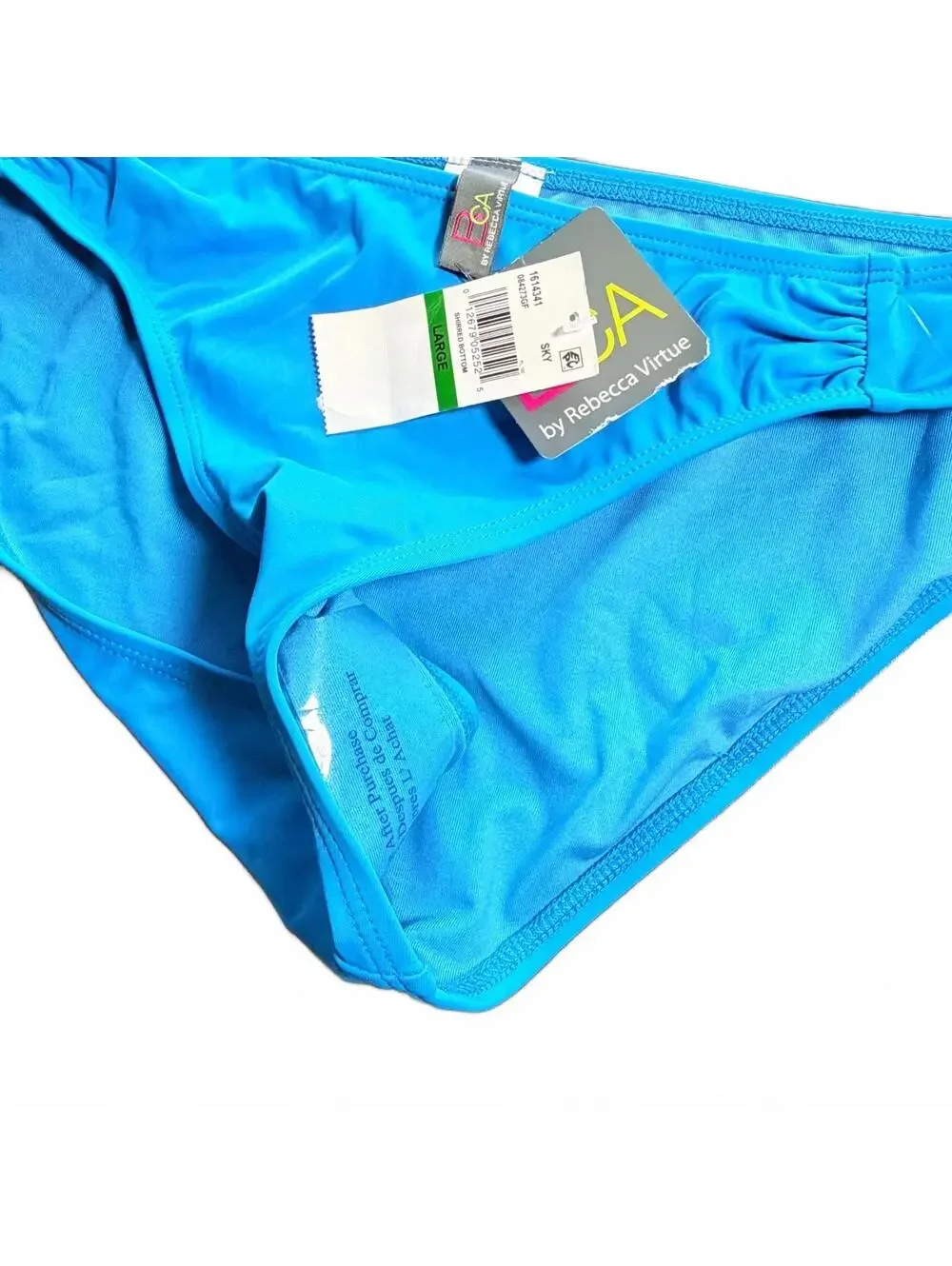 BECCA SKY blue shirred bikini swim bottoms size L NWT